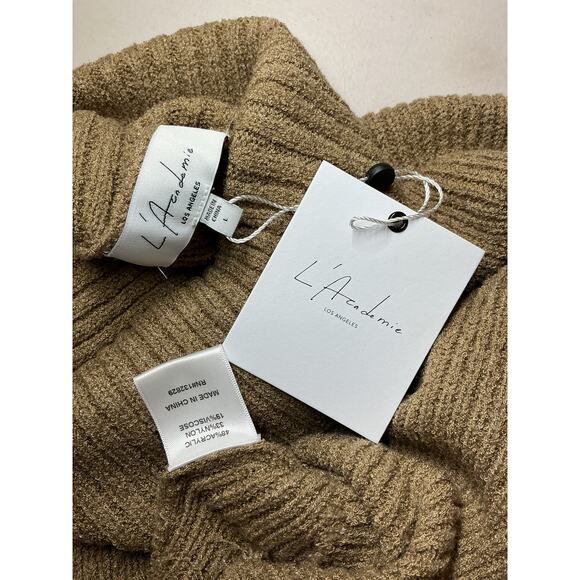 L'Academie 'Lucia' Brown Acrylic Cropped Turtleneck Sweater Size L - NWT - Picture 4 of 4
